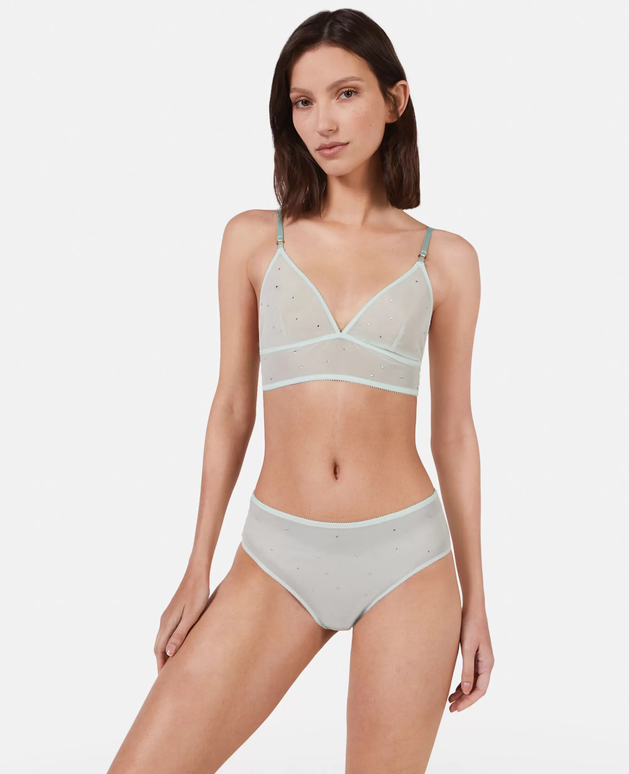 Donna Stella McCartney Lingerie E Sleepwear>Slip In Rete Con Pois In Cristallo