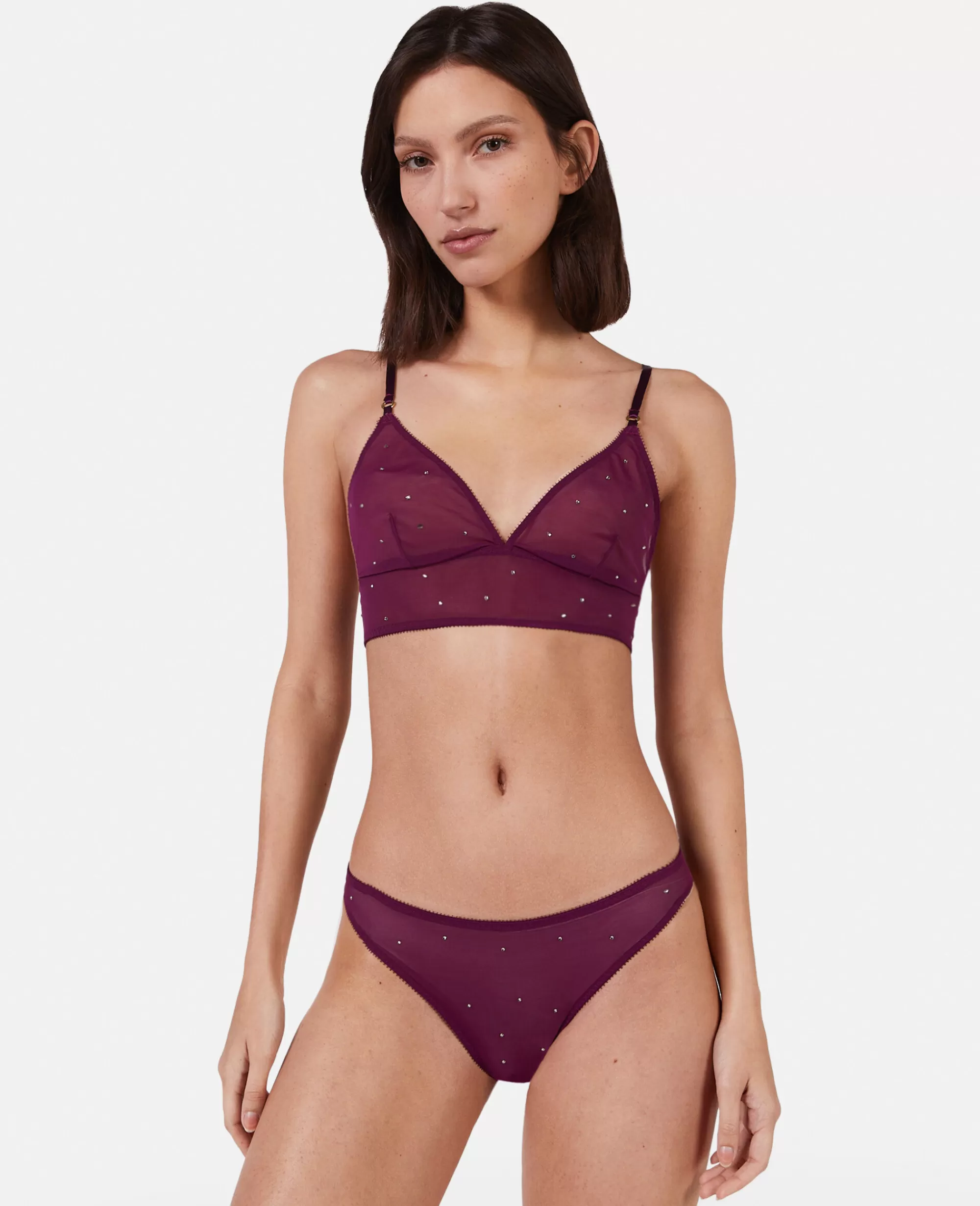 Donna Stella McCartney Lingerie E Sleepwear>Slip Sgambato In Rete Con Pois In Cristallo