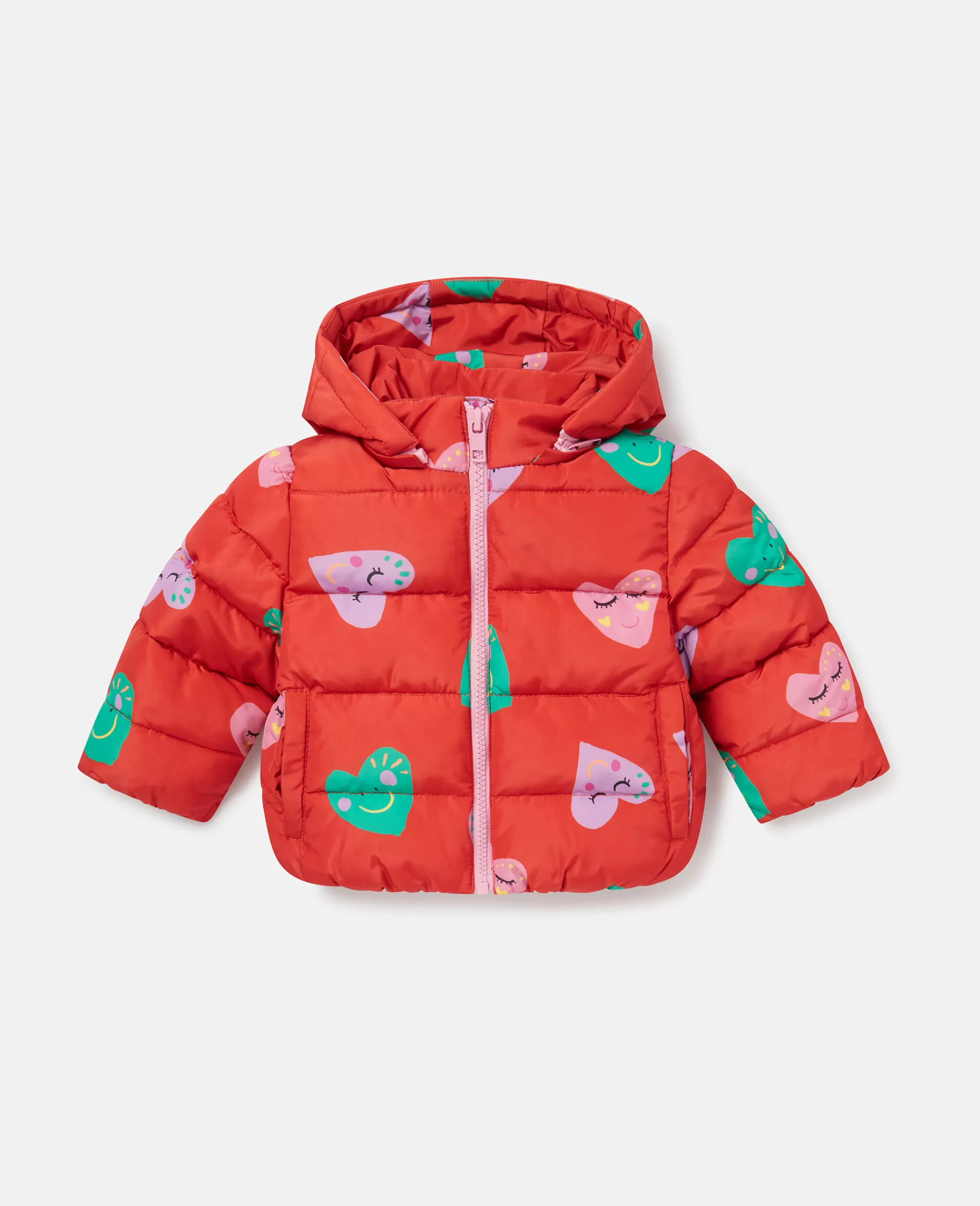 Bambini Stella McCartney Capispalla>Smiley Heart Print Puffer Coat