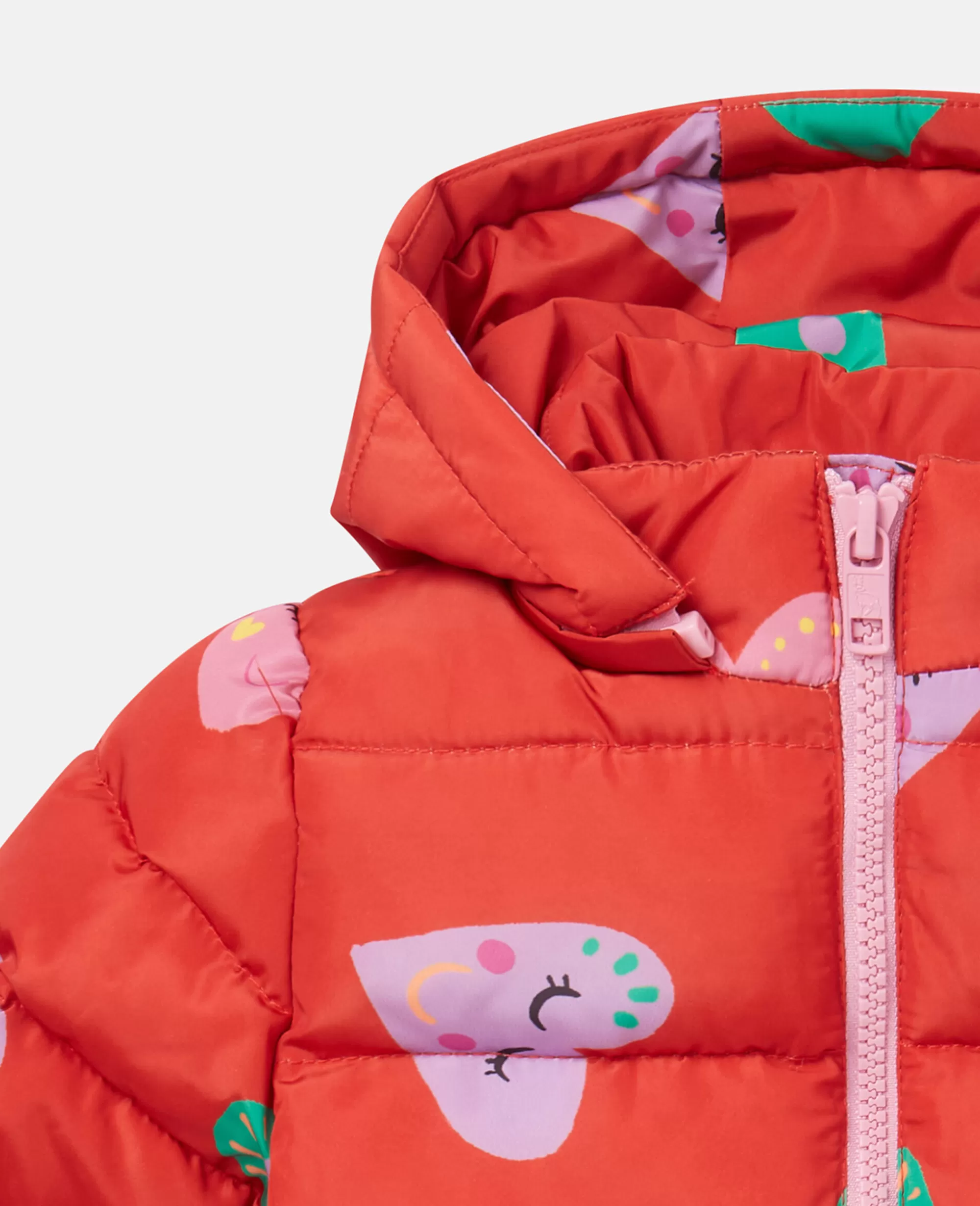 Bambini Stella McCartney Capispalla>Smiley Heart Print Puffer Coat