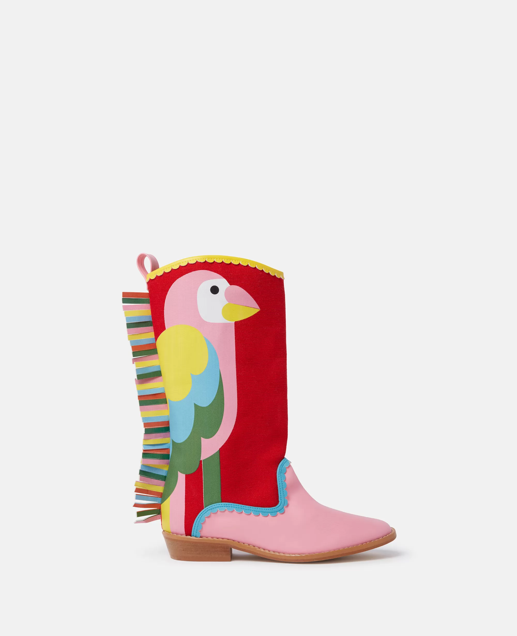 Bambini Stella McCartney Scarpe E Accessori>Stivali Texani Con Frange E Stampa A Pappagallo