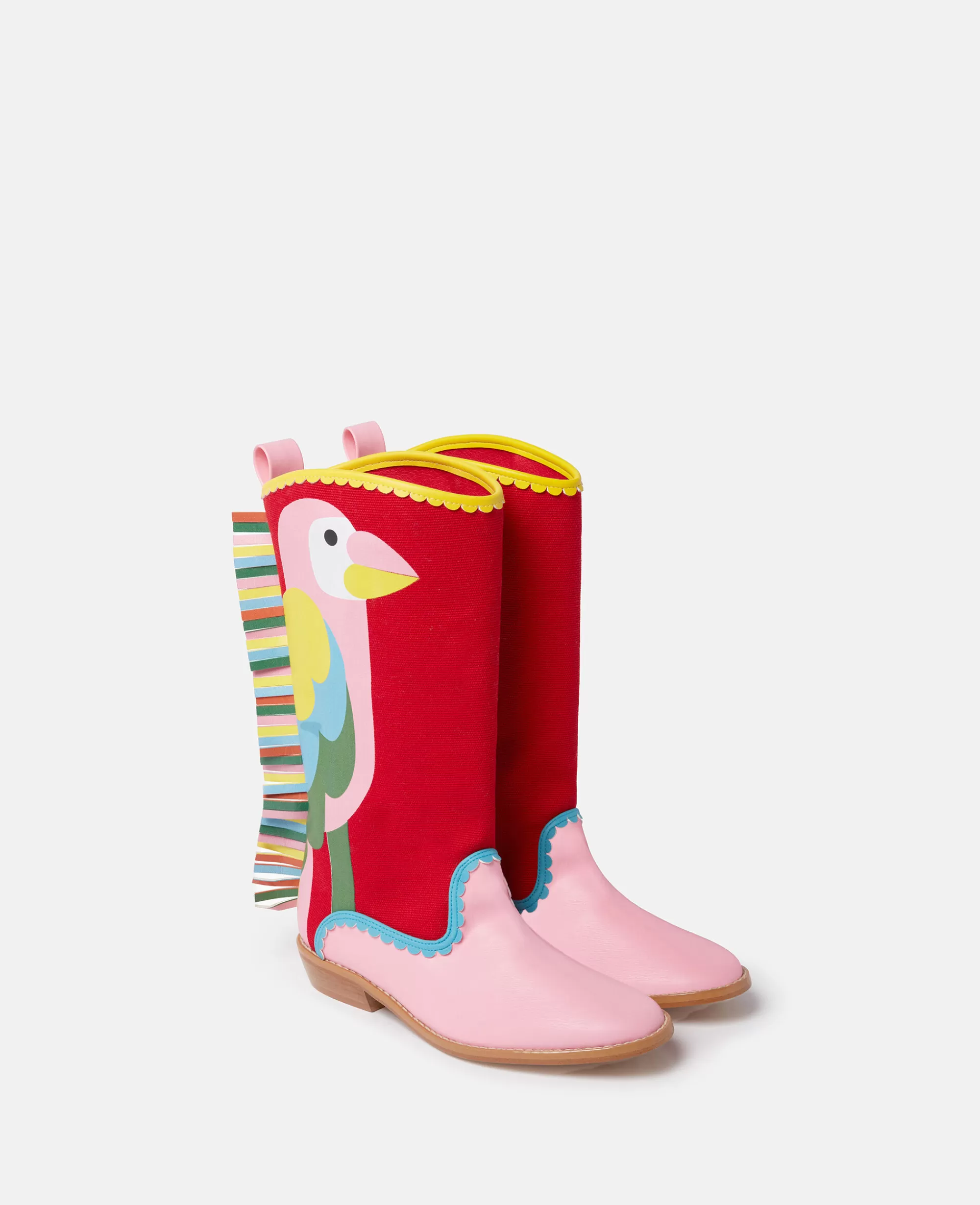 Bambini Stella McCartney Scarpe E Accessori>Stivali Texani Con Frange E Stampa A Pappagallo