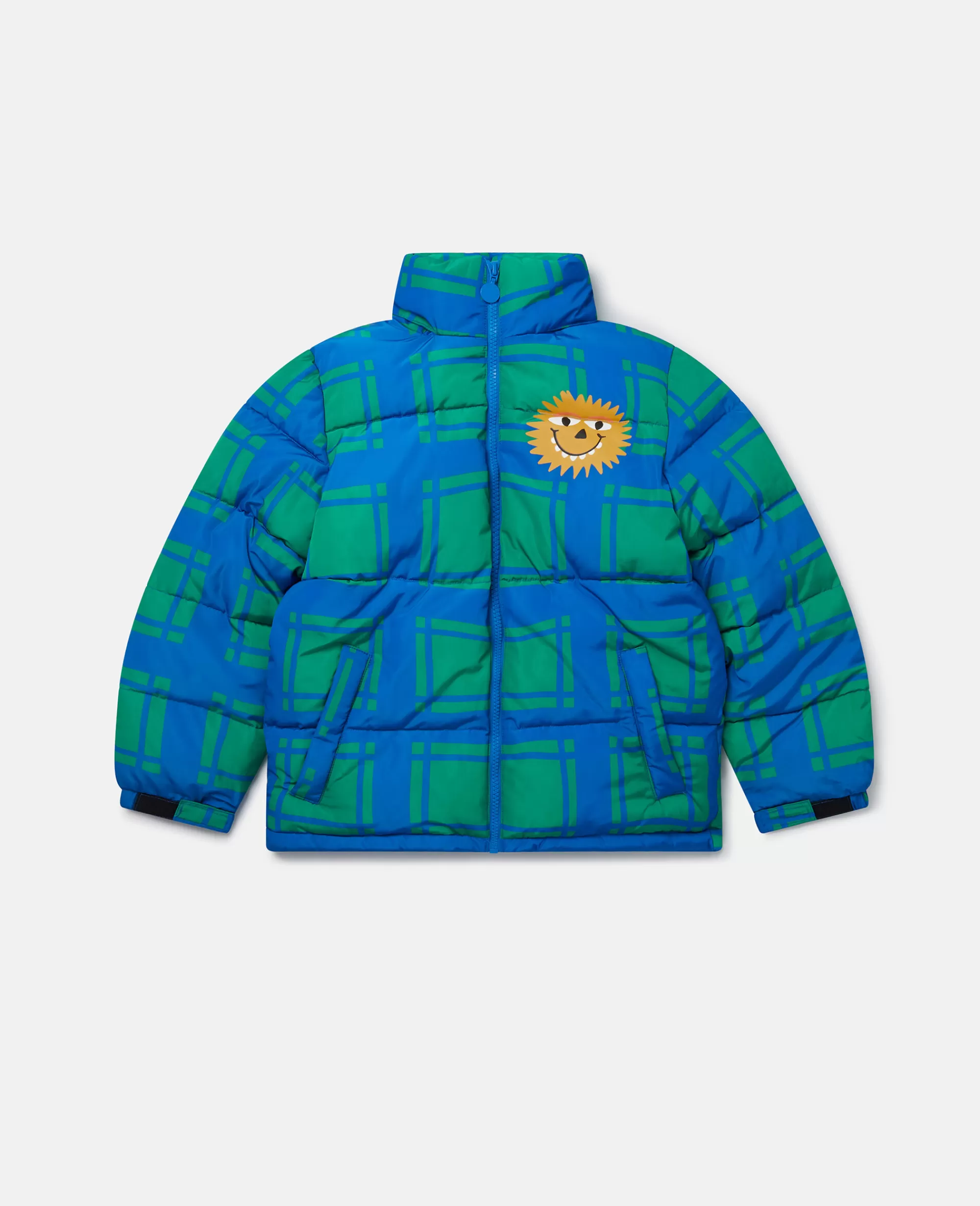 Bambini Stella McCartney Capispalla>Sunshine Face Checked Puffer Coat