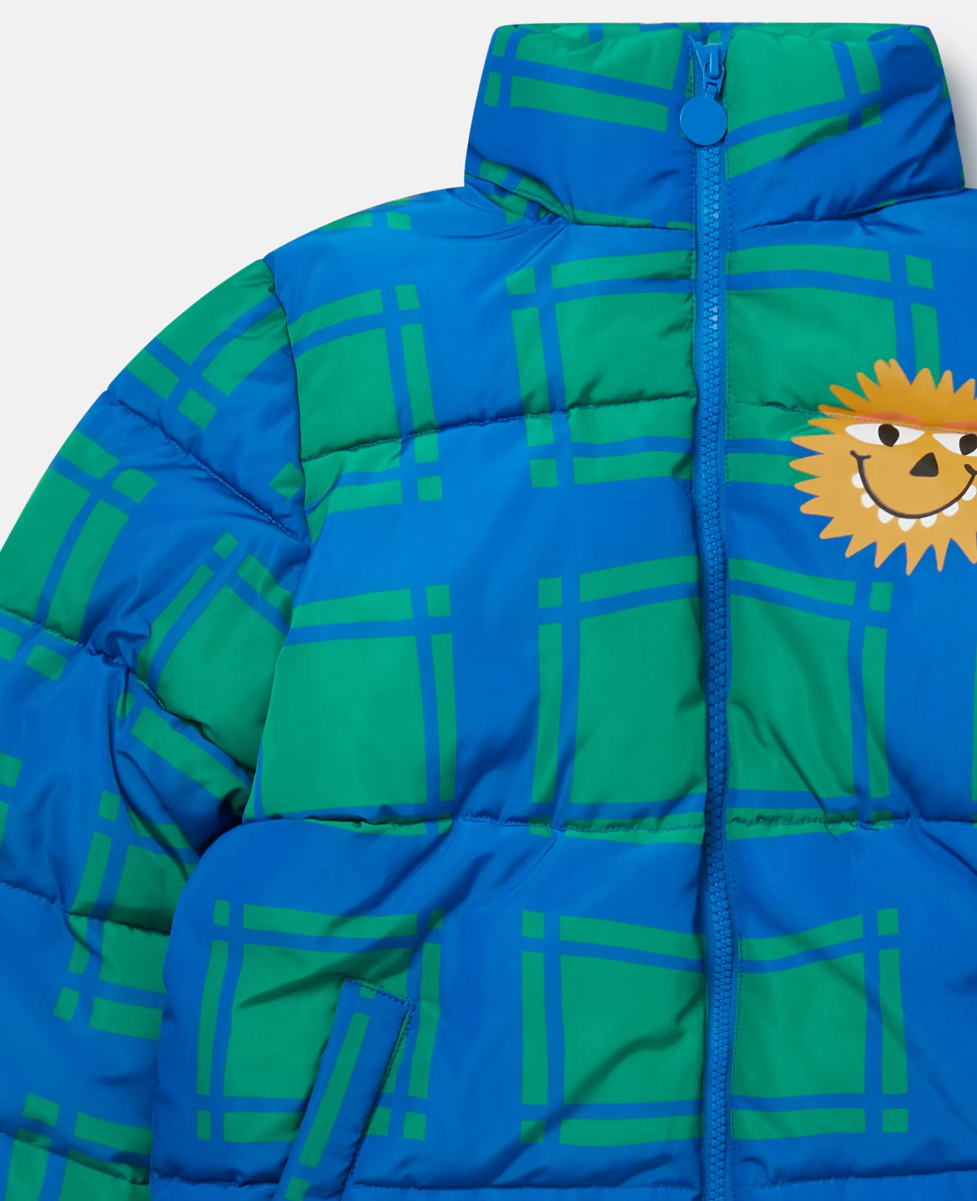 Bambini Stella McCartney Capispalla>Sunshine Face Checked Puffer Coat