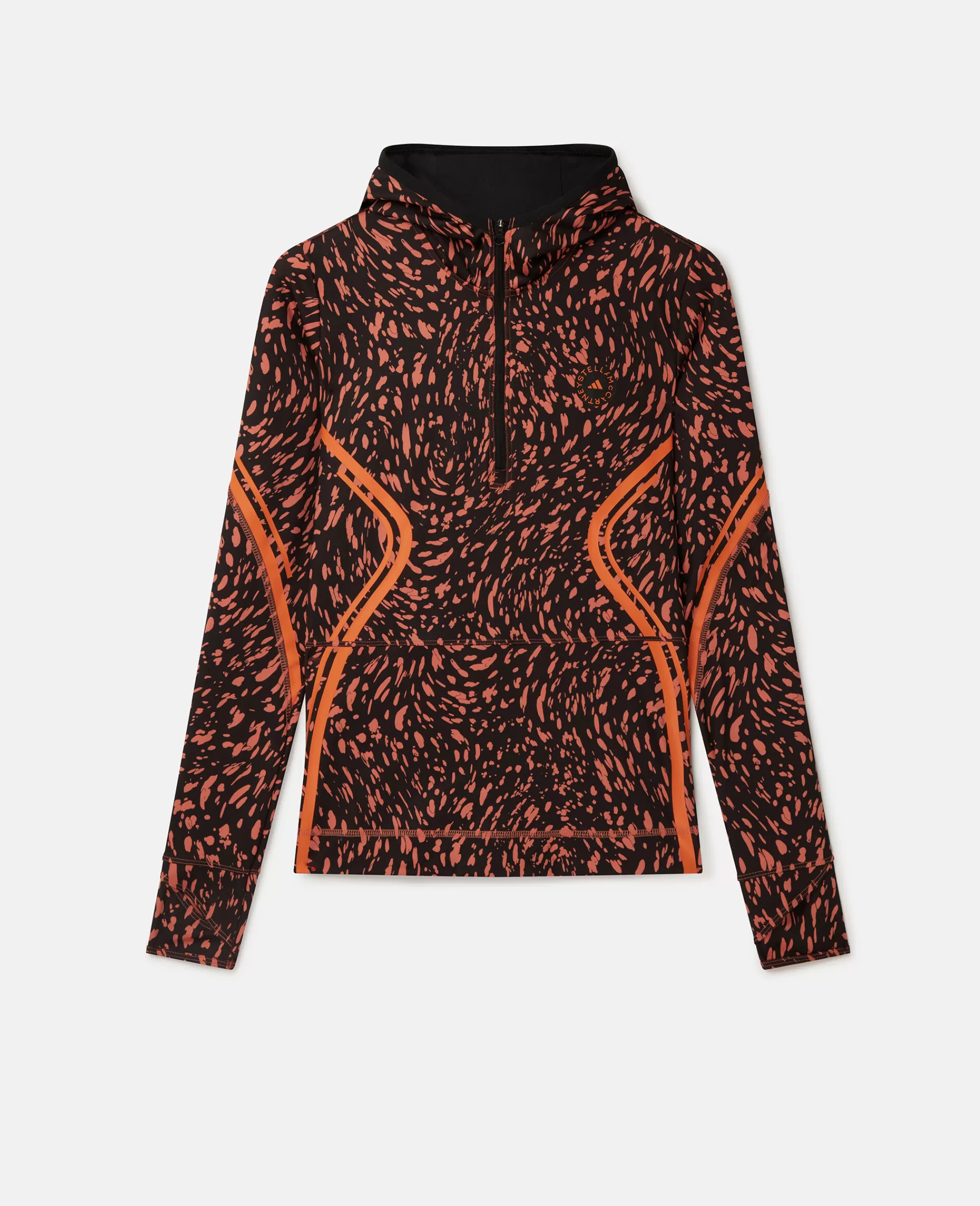 Unisex Stella McCartney Top>Top Con Cappuccio, Mezza Zip E Stampa Spruzzi Marini Truepace