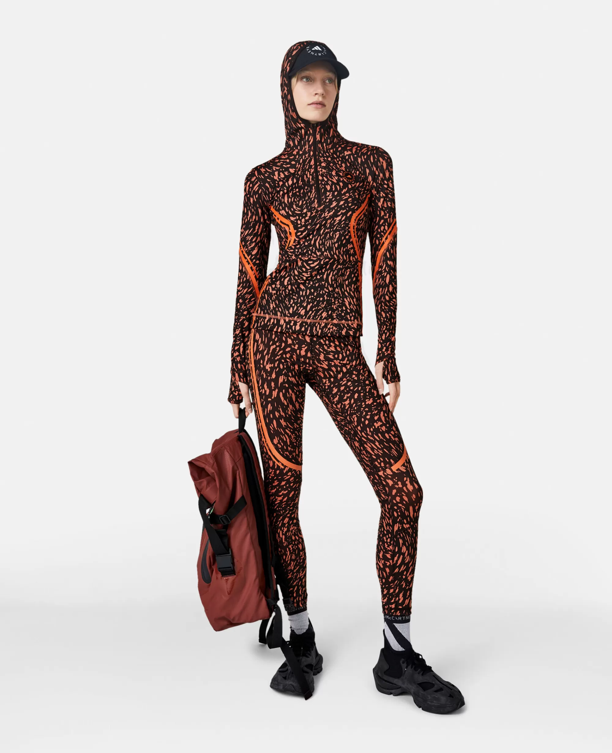 Unisex Stella McCartney Top>Top Con Cappuccio, Mezza Zip E Stampa Spruzzi Marini Truepace