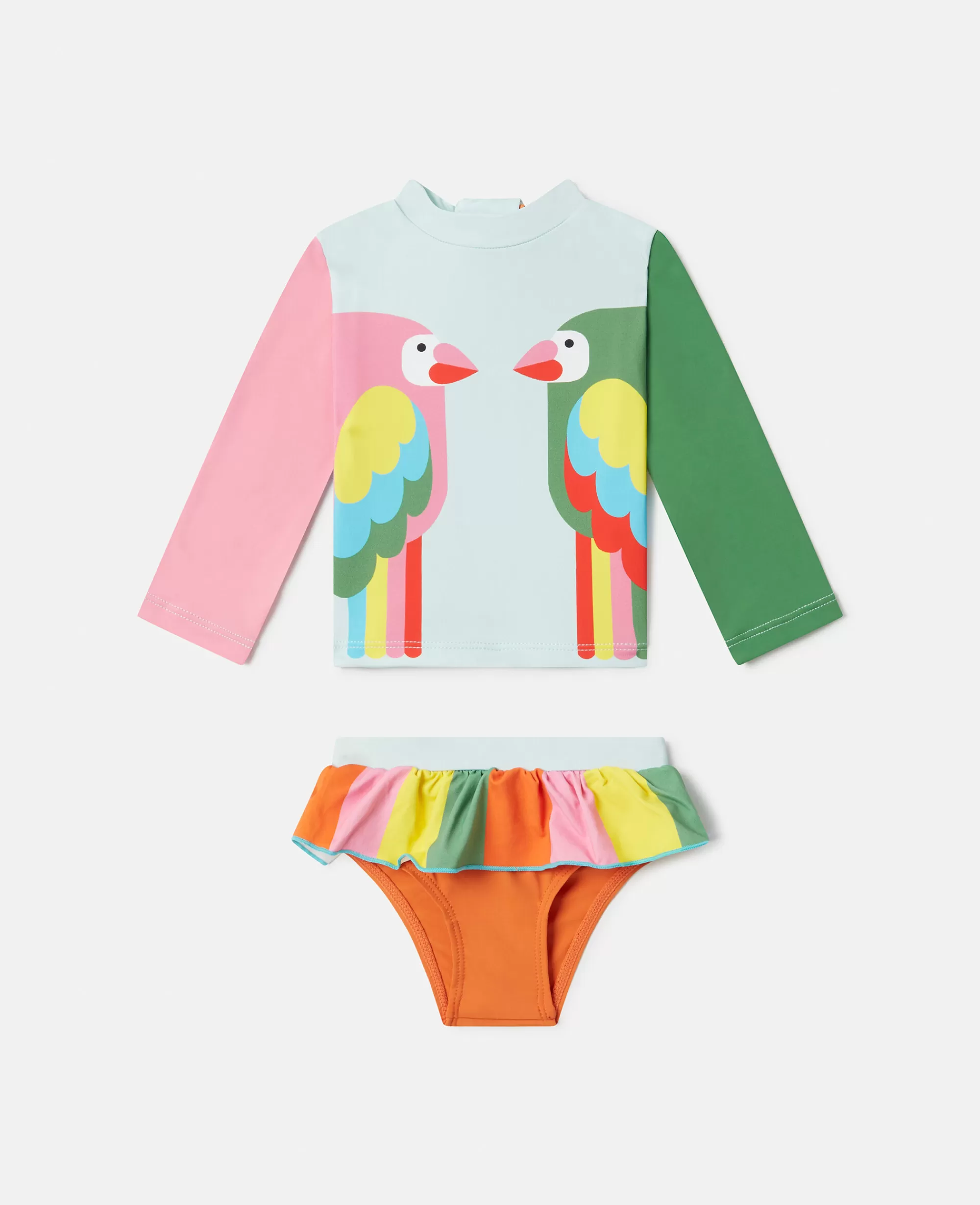 Bambini Stella McCartney Bimba>Top E Slip Da Bagno Con Stampa Due Pappagalli