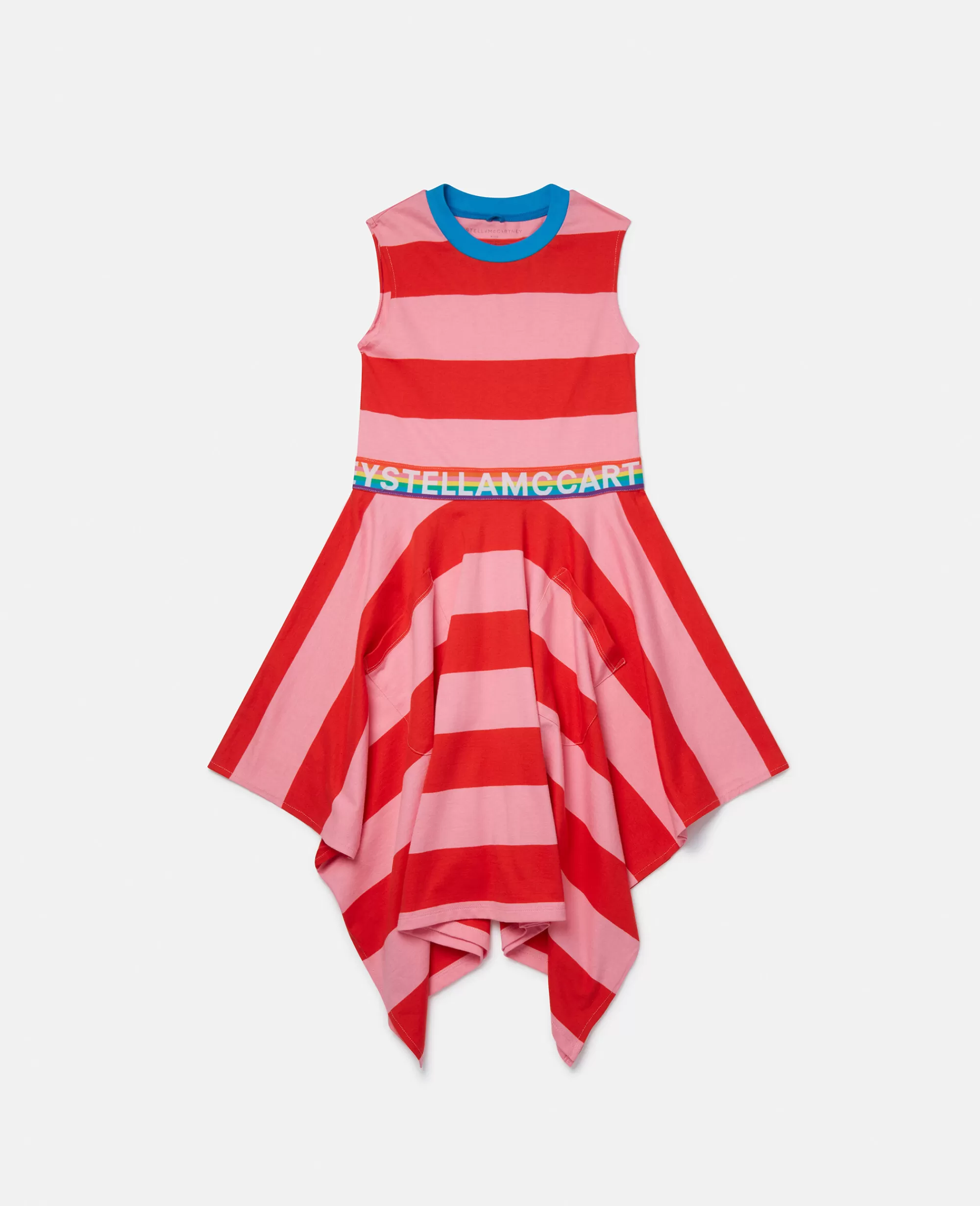 Bambini Stella McCartney Vestiti E Tutine>Vestito A Righe Con Striscia Con Logo Arcobaleno