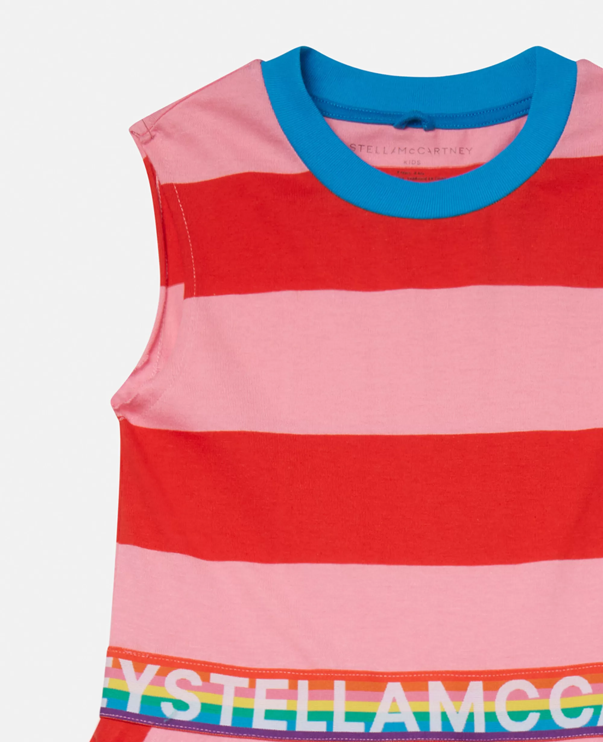 Bambini Stella McCartney Vestiti E Tutine>Vestito A Righe Con Striscia Con Logo Arcobaleno